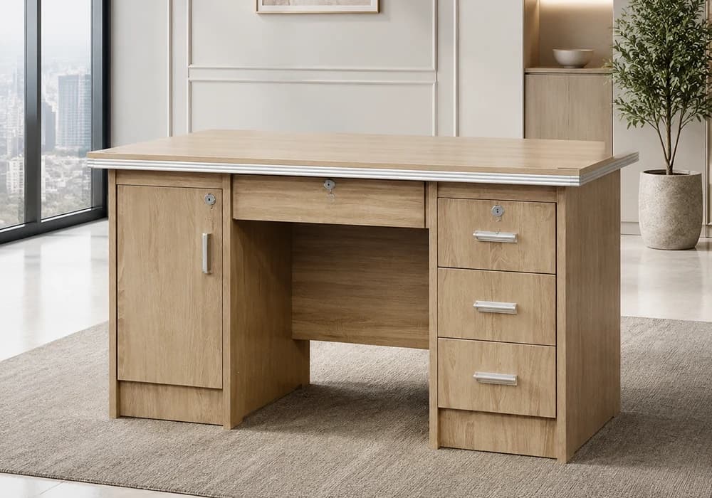 Bureau Droit CLASSIO Avec 4 Tiroirs Sécurisés/ 1 Porte