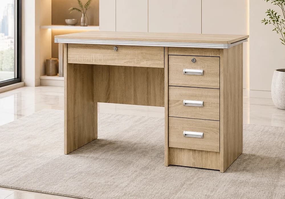 Bureau Droit CLASSIO avec Caisson 3 Tiroirs